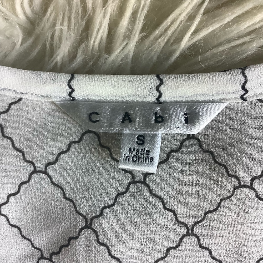 Cabi Sheer button front blouse black & white oversized Small - Picture 6 of 7
